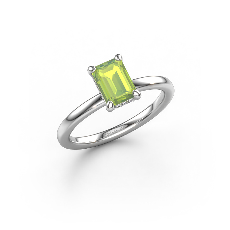 Image of Engagement ring Simone EME 2 585 white gold Peridot 7x5 mm
