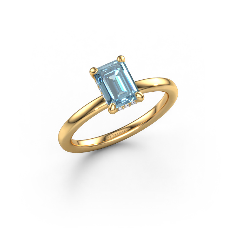 Bild von Verlobungsring Simone EME 2 585 Gold Blauer Labordiamant 7x5 mm