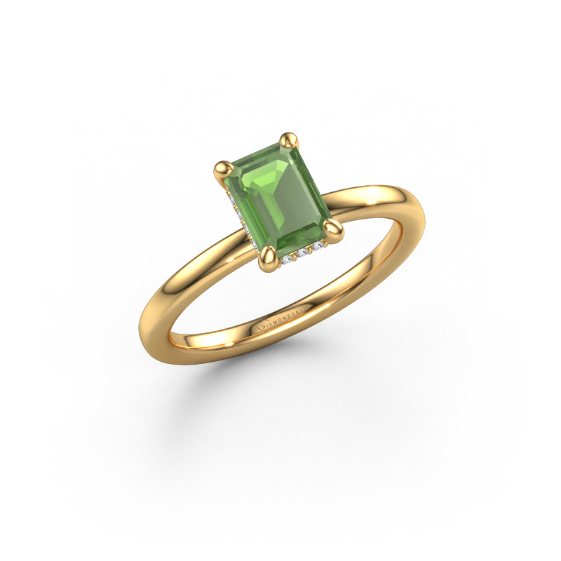 Bild von Verlobungsring Simone EME 2 585 Gold Turmalin grün 7x5 mm