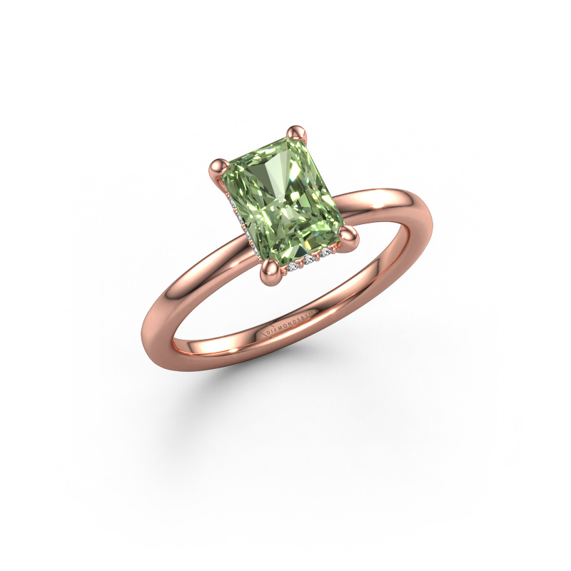 Image de Bague de fiançailles Simone RAD 2 585 or rose Diamants synthétiques vert 7.5x5.5 mm