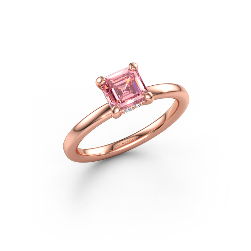Image of Engagement ring Simone ASC 2 585 rose gold Pink lab grown diamond 5.5 mm