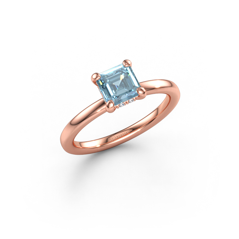 Bild av Förlovningsring Simone ASC 2 585 roséguld Blå labbodlad diamant 5.5 mm