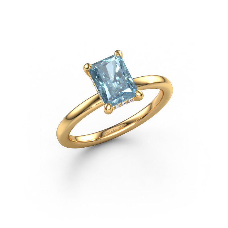 Image of Engagement ring Simone RAD 2 585 gold Blue lab grown diamond 7.5x5.5 mm