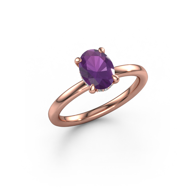 Bild von Verlobungsring Simone OVL 2 585 Roségold Amethyst 8x6 mm