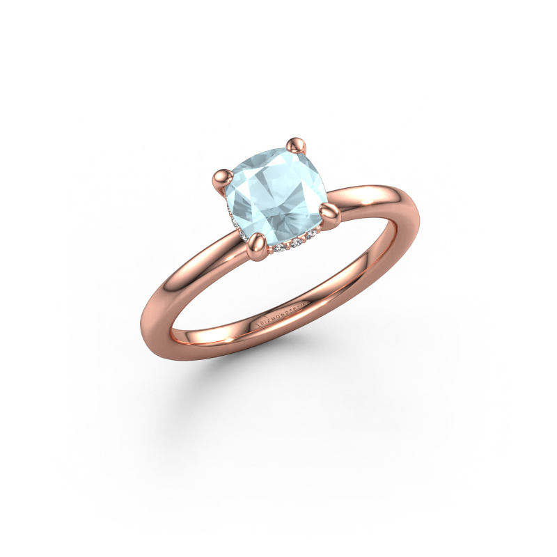 Image de Bague de fiançailles Simone CUS 2 585 or rose Aigue-marine 6 mm