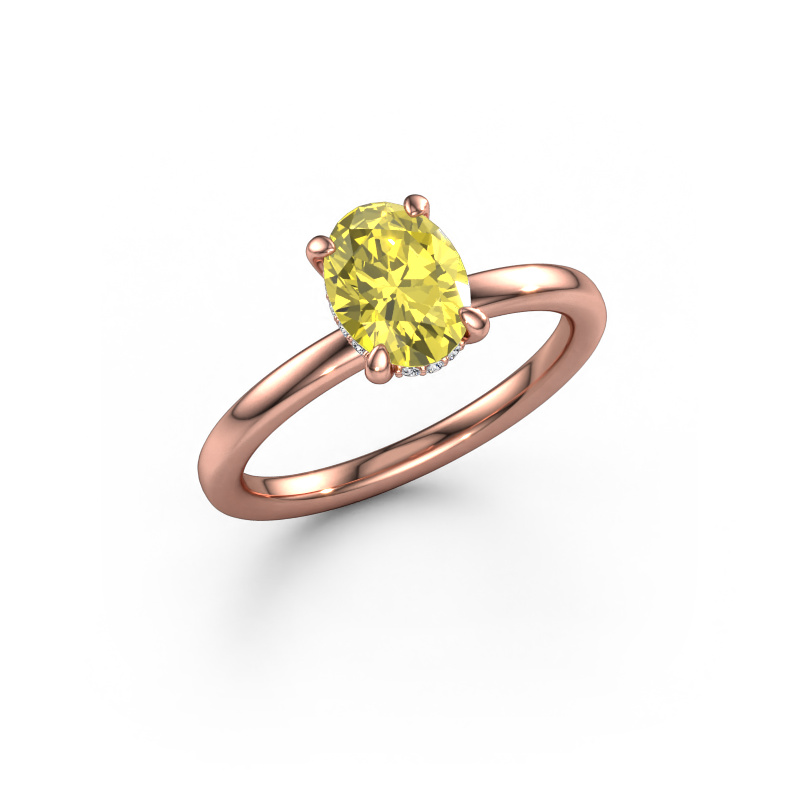 Bild von Verlobungsring Simone OVL 2 585 Roségold Gelber Labor Diamant 8x6 mm