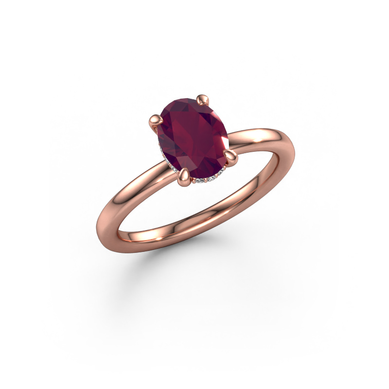 Image of Engagement ring Simone OVL 2 585 rose gold Rhodolite 8x6 mm