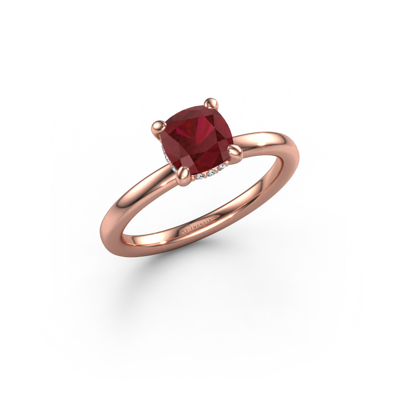 Image of Engagement ring Simone CUS 2 585 rose gold Ruby 6 mm