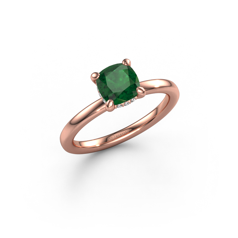 Image of Engagement ring Simone CUS 2 585 rose gold Emerald 6 mm