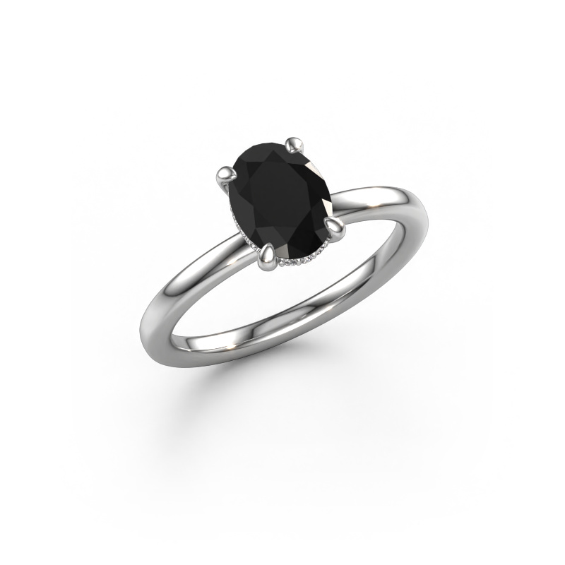Image de Bague de fiançailles Simone OVL 2 950 platine Diamant noir 1.47 crt