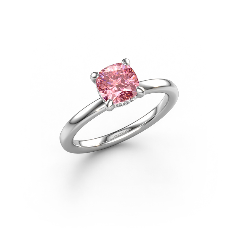 Image of Engagement ring Simone CUS 2 585 white gold Pink lab grown diamond 6 mm