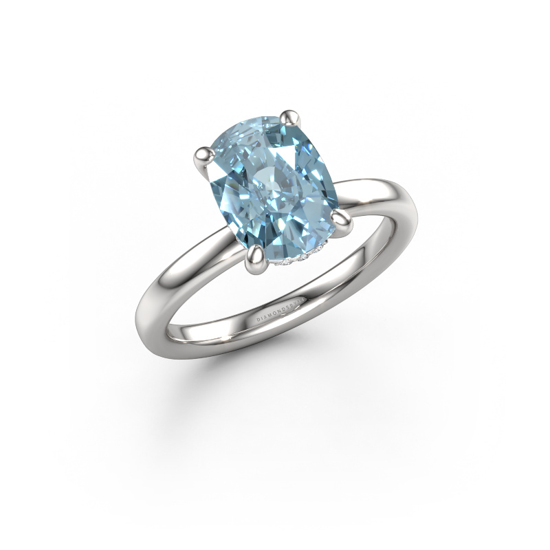 Image of Engagement ring Simone CSH 2 585 white gold Blue lab grown diamond 9.7x7.2 mm