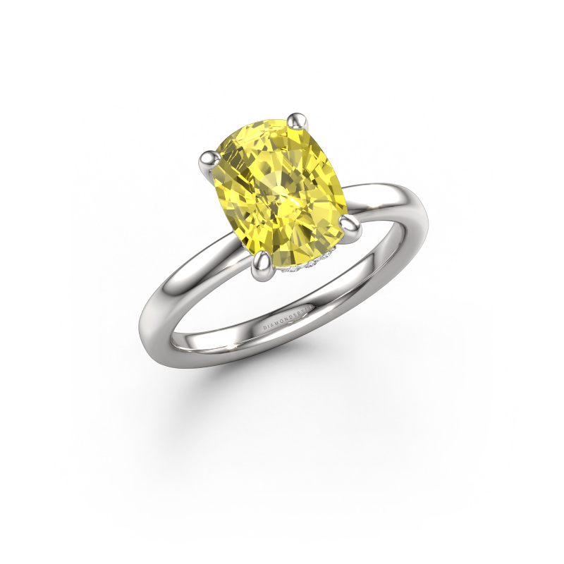 Image of Engagement ring Simone CSH 2 585 white gold Yellow lab grown diamond 9.7x7.2 mm