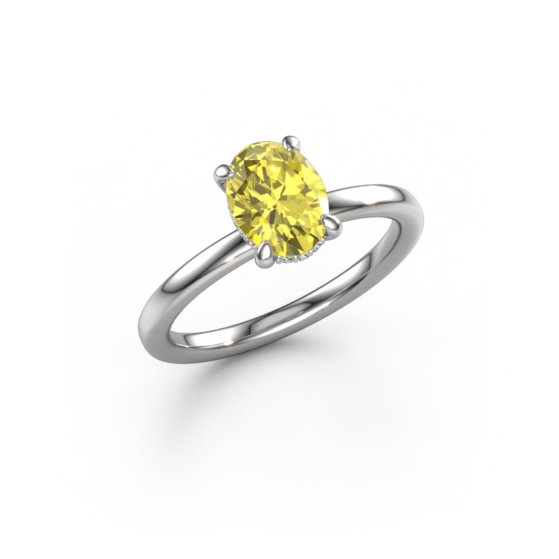 Image of Engagement ring Simone OVL 2 950 platinum Yellow lab grown diamond 8x6 mm
