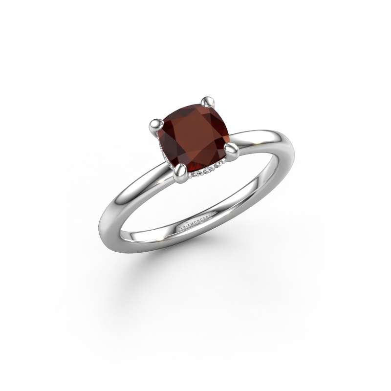 Image of Engagement ring Simone CUS 2 585 white gold Garnet 6 mm