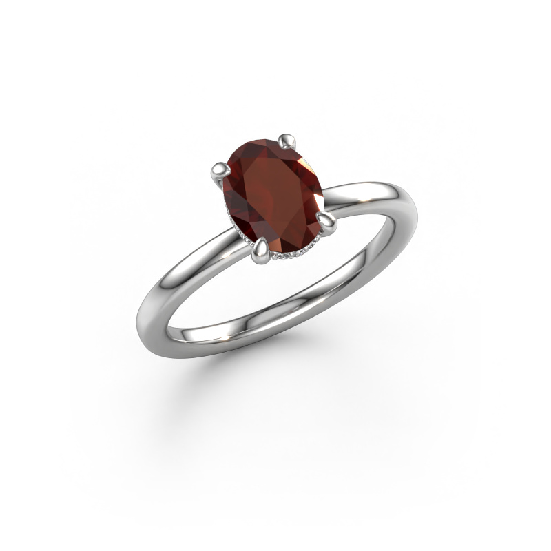 Image of Engagement ring Simone OVL 2 950 platinum Garnet 8x6 mm