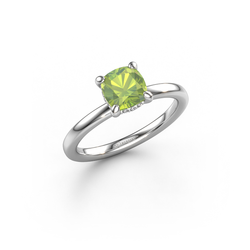 Image of Engagement ring Simone CUS 2 585 white gold Peridot 6 mm