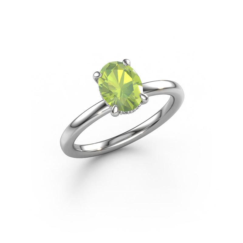 Image of Engagement ring Simone OVL 2 950 platinum Peridot 8x6 mm