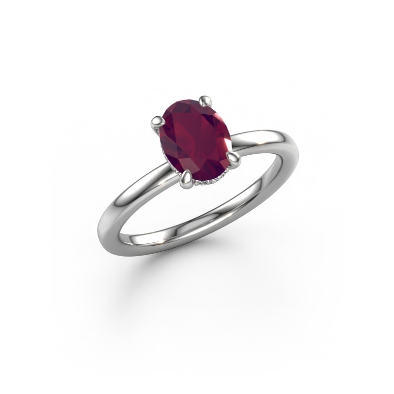 Image of Engagement ring Simone OVL 2 585 white gold Rhodolite 8x6 mm