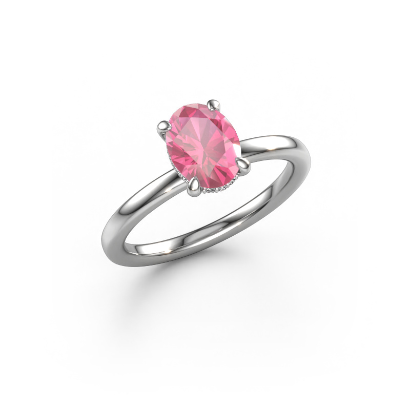 Image of Engagement ring Simone OVL 2 585 white gold Pink sapphire 8x6 mm