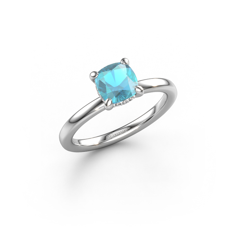 Image of Engagement ring Simone CUS 2 950 platinum Blue topaz 6 mm