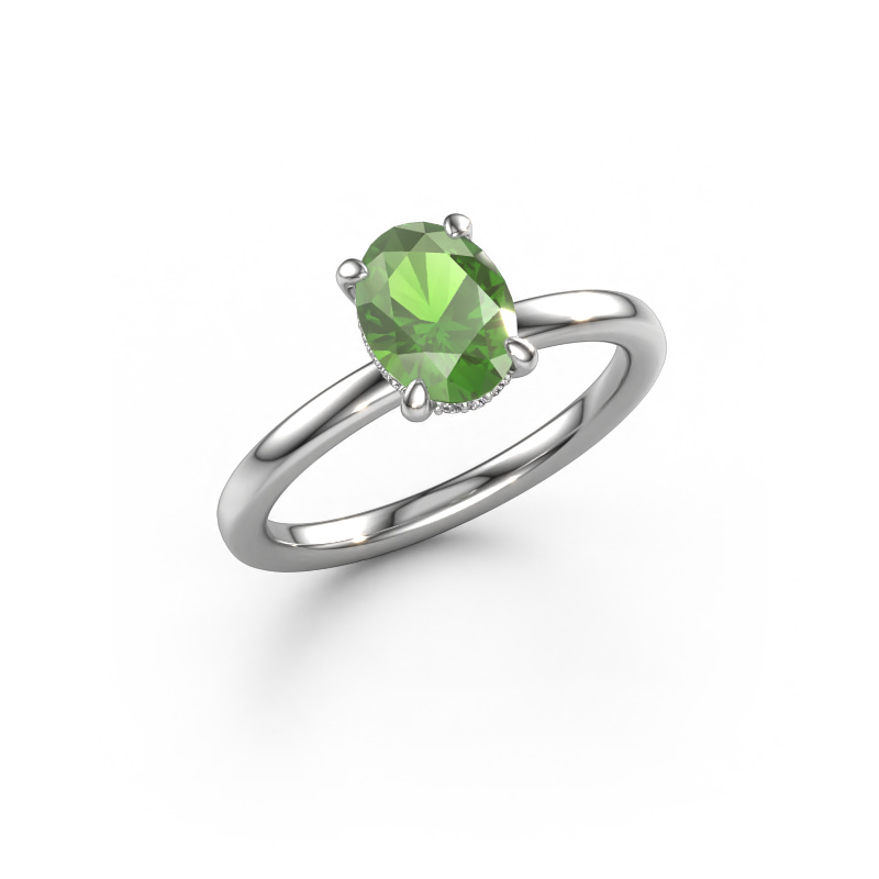 Image de Bague de fiançailles Simone OVL 2 950 platine Vert tourmaline 8x6 mm