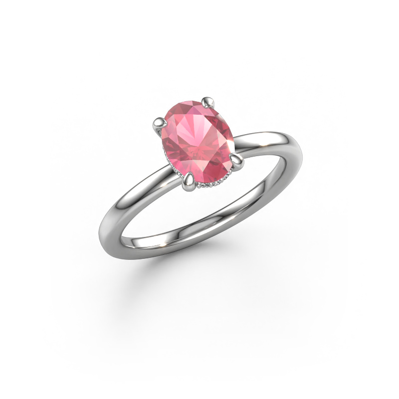 Image of Engagement ring Simone OVL 2 585 white gold Tourmaline pink 8x6 mm