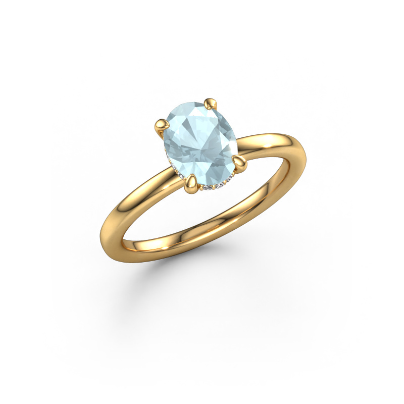 Bild von Verlobungsring Simone OVL 2 585 Gold Aquamarin 8x6 mm