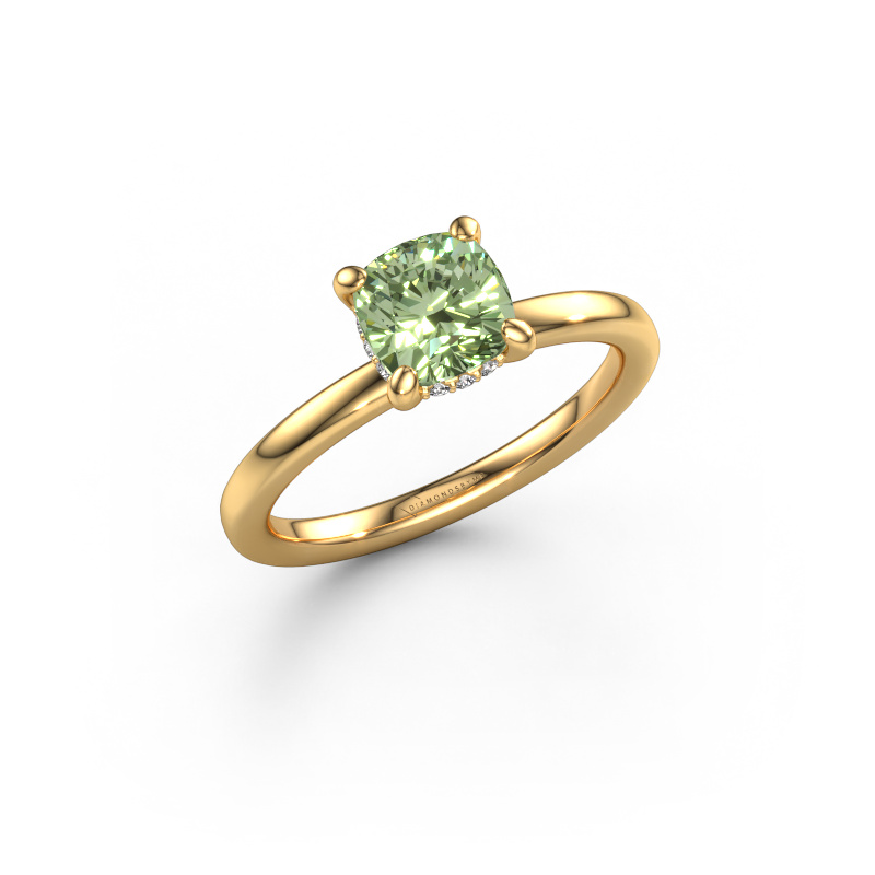 Image de Bague de fiançailles Simone CUS 2 585 or jaune Diamants synthétiques vert 6 mm
