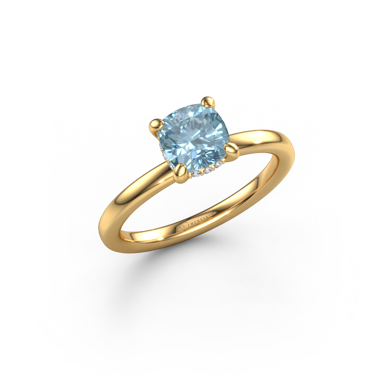 Image of Engagement ring Simone CUS 2 585 gold Blue lab grown diamond 6 mm