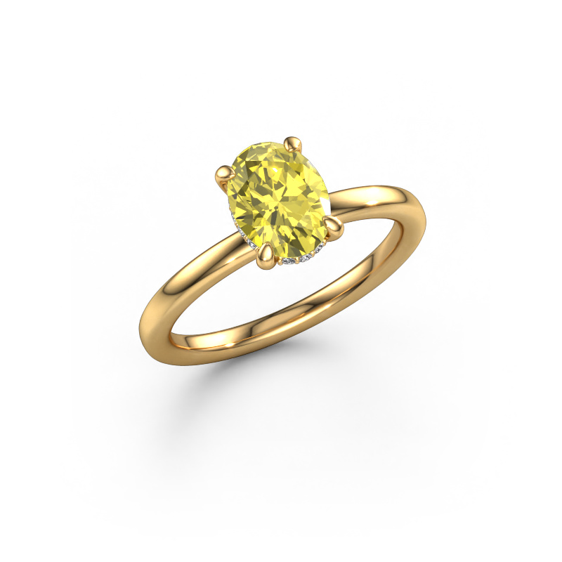 Image de Bague de fiançailles Simone OVL 2 585 or jaune Diamants synthétiques jaune 8x6 mm