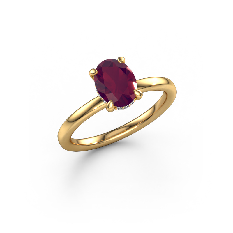 Bild von Verlobungsring Simone OVL 2 585 Gold Rhodolit 8x6 mm