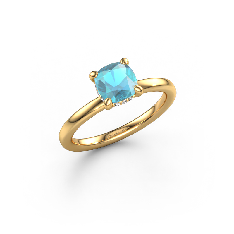 Image of Engagement ring Simone CUS 2 585 gold Blue topaz 6 mm