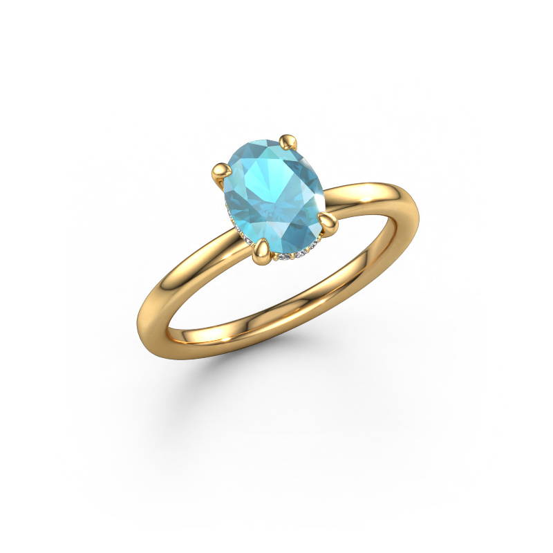 Bild von Verlobungsring Simone OVL 2 585 Gold Blau Topas 8x6 mm