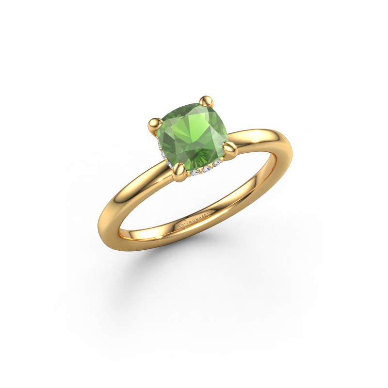 Afbeelding van Verlovingsring Simone CUS 2 585 goud Toermalijn groen 6 mm