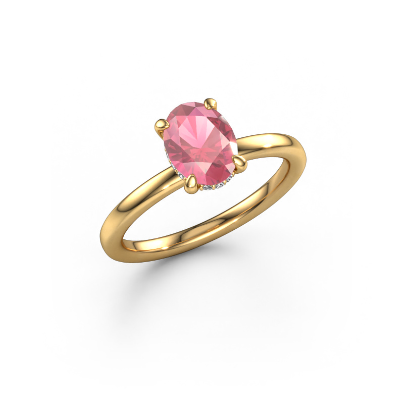 Image of Engagement ring Simone OVL 2 585 gold Tourmaline pink 8x6 mm