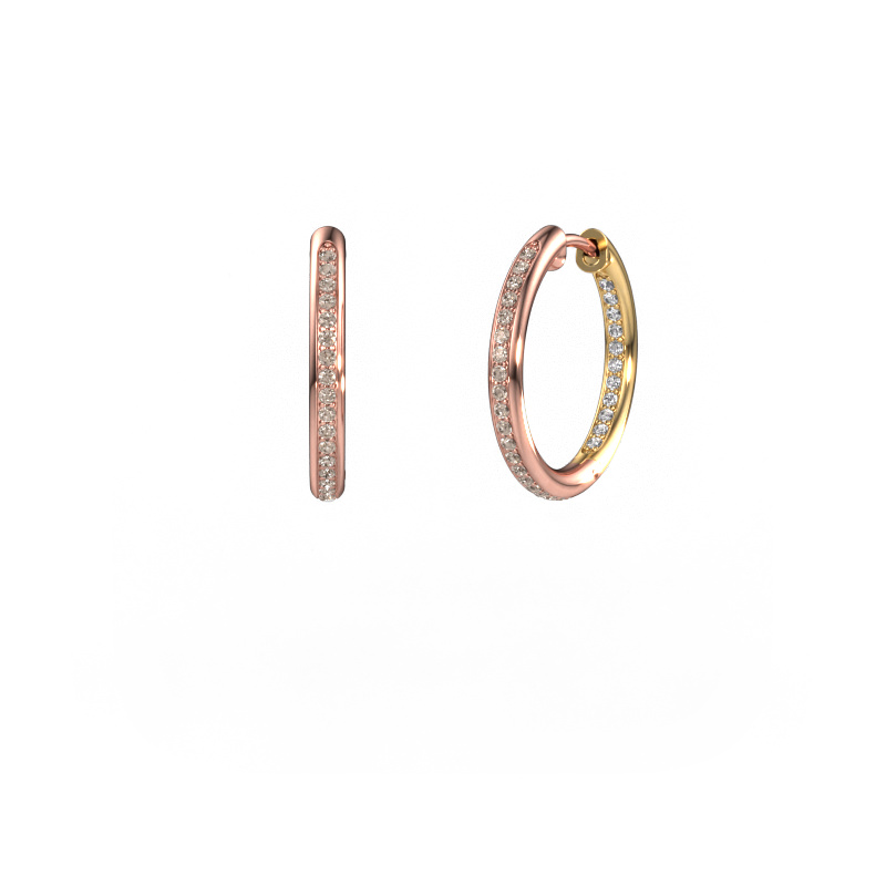 Image of Hoop earrings Sina 15mm 585 rose gold Brown diamond 0.402 crt