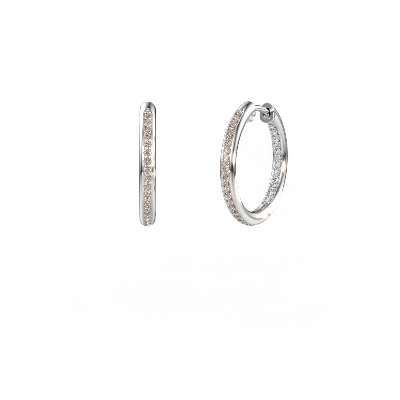Immagine di Orecchini a cerchio Sina 15mm 585 oro bianco Diamante marrone 0.402 crt
