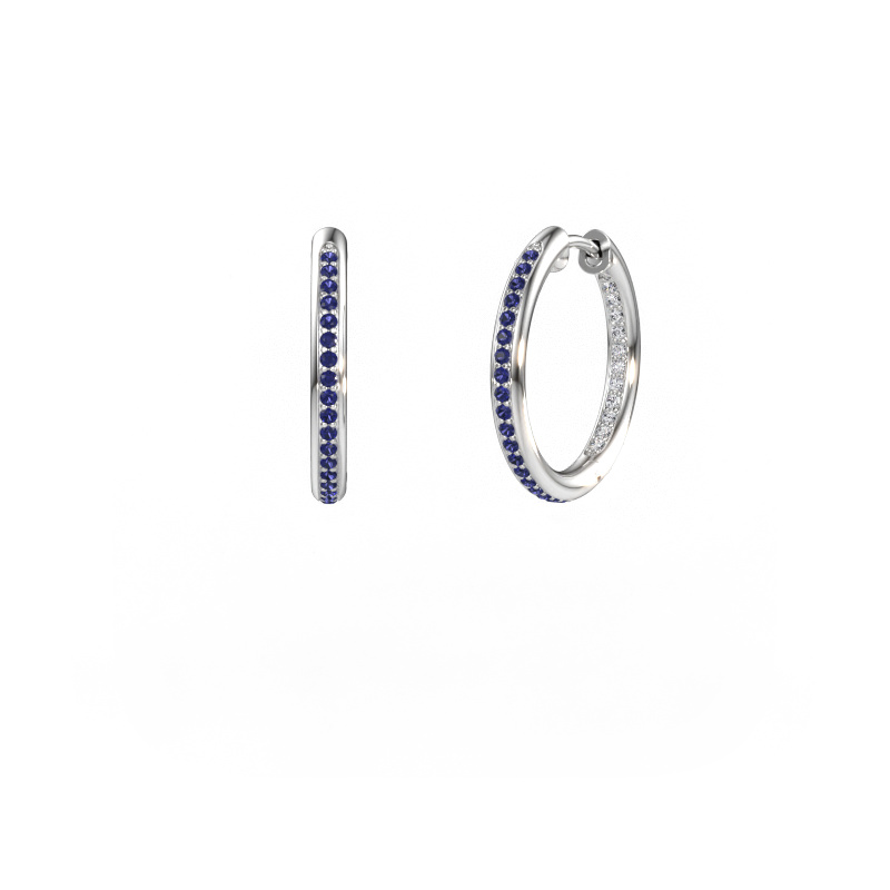 Bild av Creolörhängen Sina 15mm 585 vitt guld Safir 1.1 mm