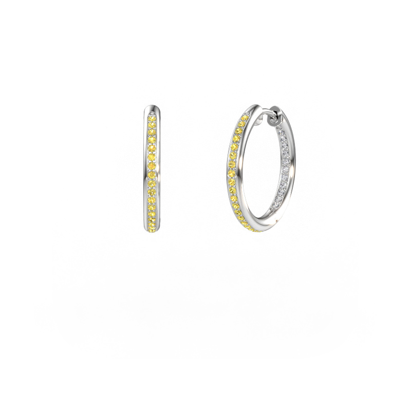 Bild av Creolörhängen Sina 15mm 585 vitt guld Gul safir 1.1 mm