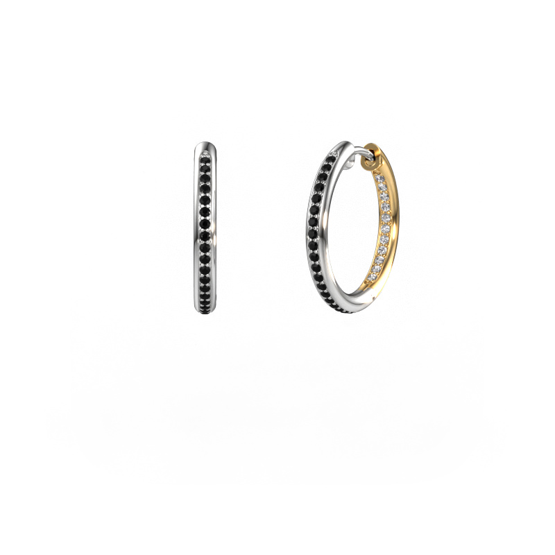 Image of Hoop earrings Sina 15mm 585 white gold Black diamond 0.451 crt