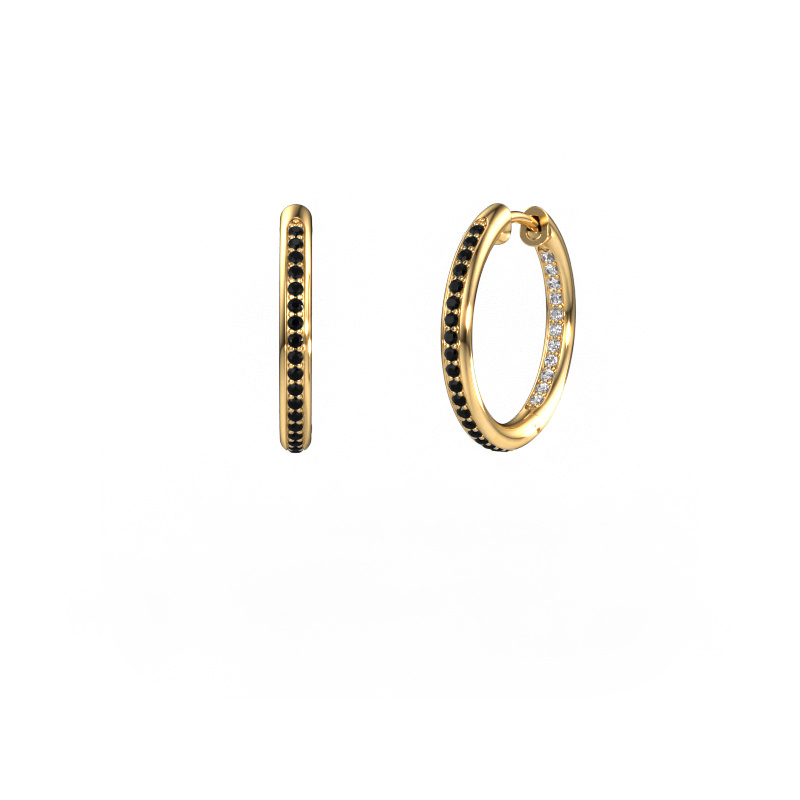 Image of Hoop earrings Sina 15mm 585 gold Black diamond 0.451 crt