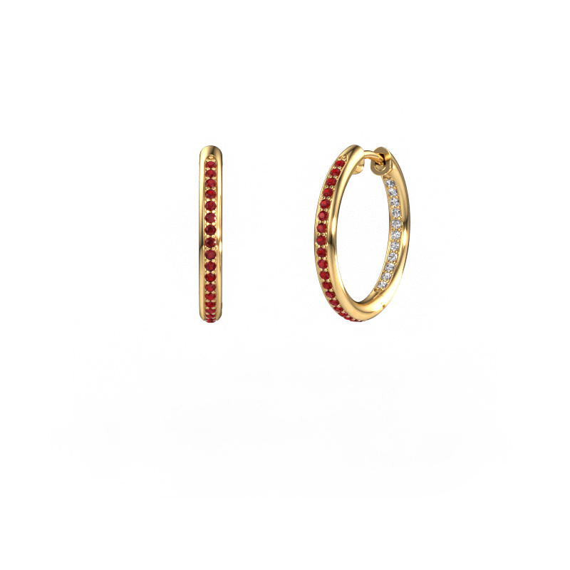 Image of Hoop earrings Sina 15mm 585 gold Ruby 1.1 mm