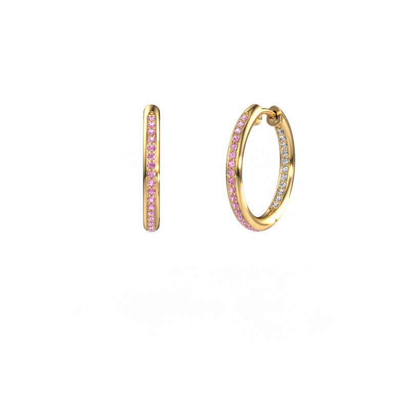 Image of Hoop earrings Sina 15mm 585 gold Pink sapphire 1.1 mm