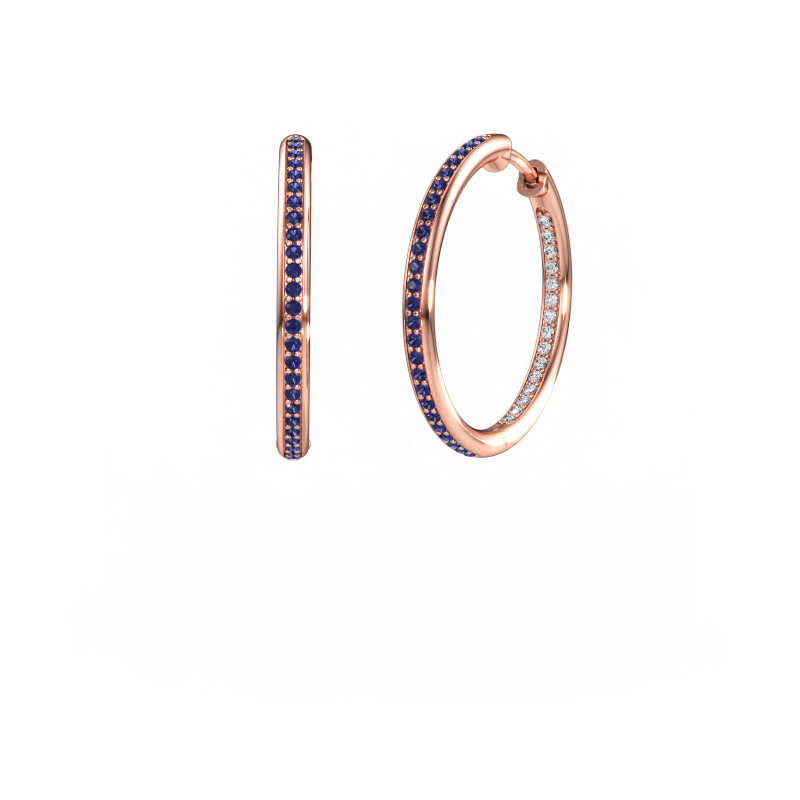 Image of Hoop earrings Sina 20mm 585 rose gold Sapphire 1.1 mm