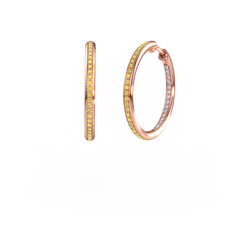 Bild von Creolen Sina 20mm 585 Roségold Gelb Saphir 1.1 mm
