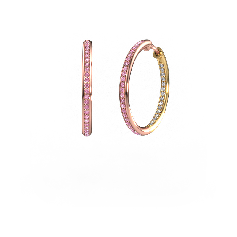 Image of Hoop earrings Sina 20mm 585 rose gold Pink sapphire 1.1 mm