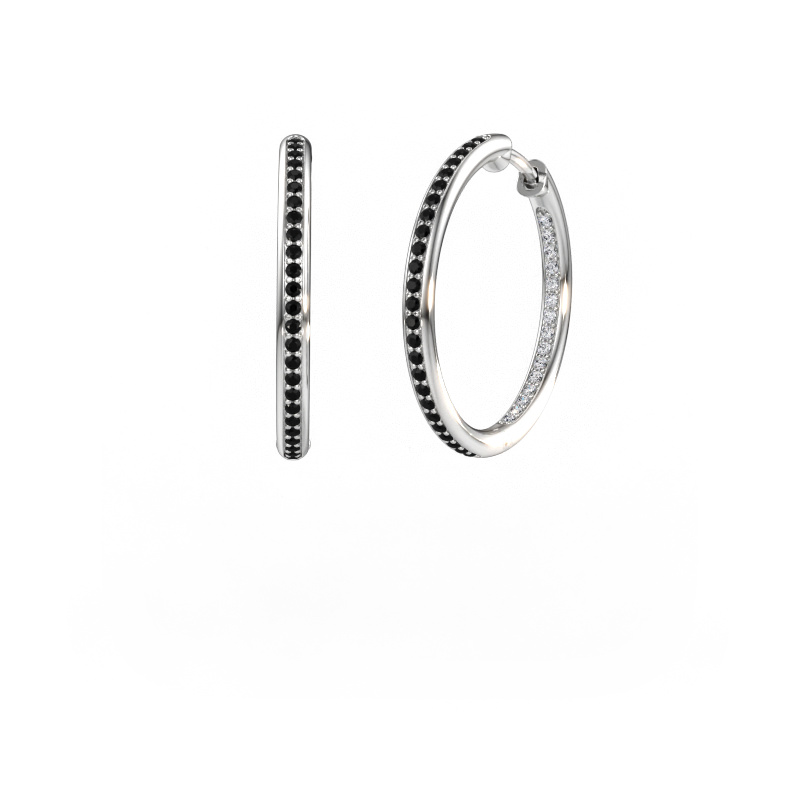 Image of Hoop earrings Sina 20mm 585 white gold Black diamond 0.601 crt