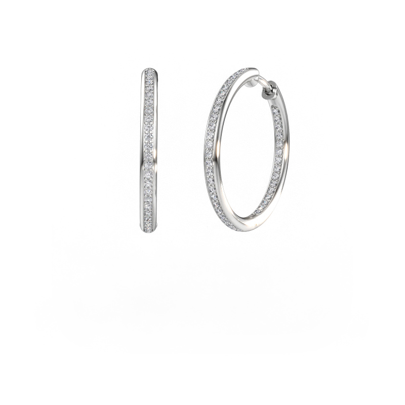 Immagine di Orecchini a cerchio Sina 20mm 585 oro bianco Diamante lab grown 0.536 crt