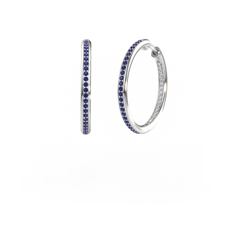 Image of Hoop earrings Sina 20mm 585 white gold Sapphire 1.1 mm